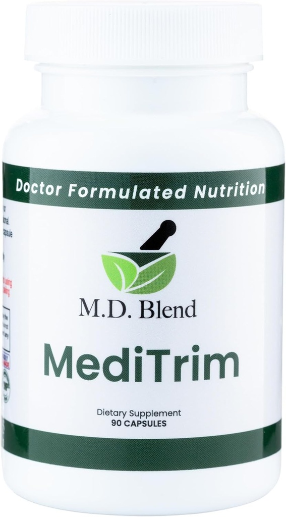 M.D. MediTrim - מומחה פורמולה אנרגיה, Satiety, & Physique Goals - Smooth System Balance - קפה ירוק באן, תה ירוק, Apple Cider Vinegar, Hibiscus - 90 קפסולות