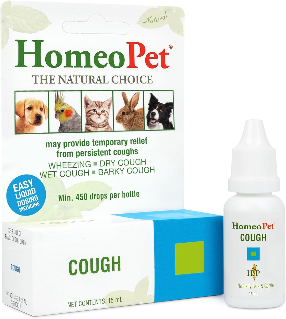 HomeoPet Cough, בטוח וטבעי Cough תוסף לכלבים, חתולים, חיות קטנות, 15 מיליליטר
