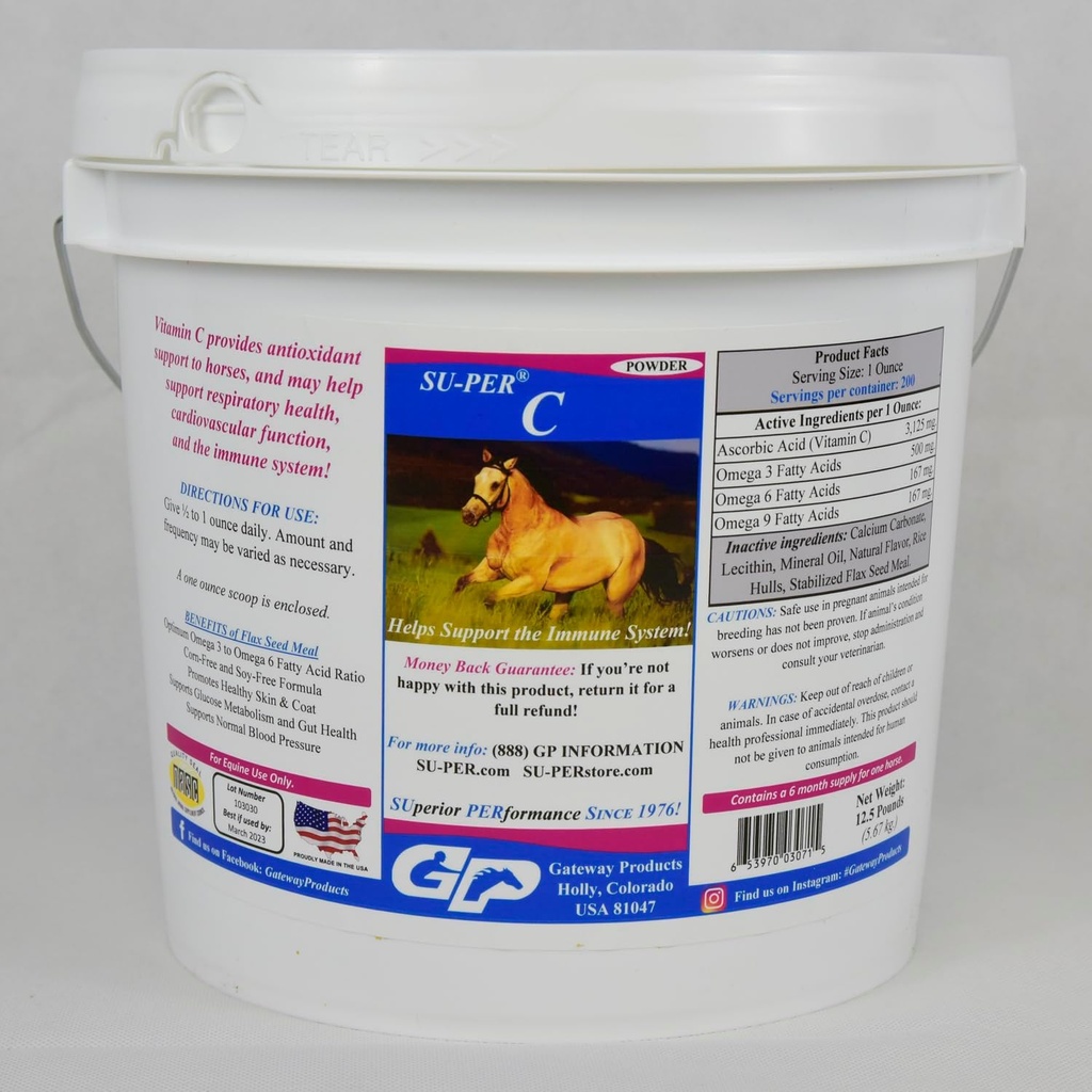 SU-PER C ויטמין C עבור סוסים - Equine Antioxidant & Immune תוסף - ויטמינים סוס מינרלים תוספת 12.5 פאונד
