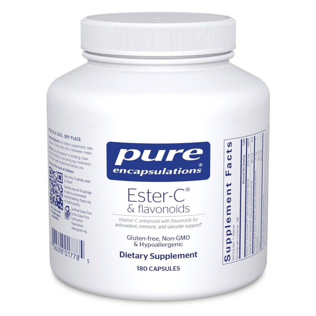Encapsulations Ester-C & Flavonoids - ויטמין C תוסף עבור Antioxidants - Immune & Vascular Support * עם Calcium & Rutin - Gentle on Digest - טבעוני & Non-GMO - 180 קפסולות