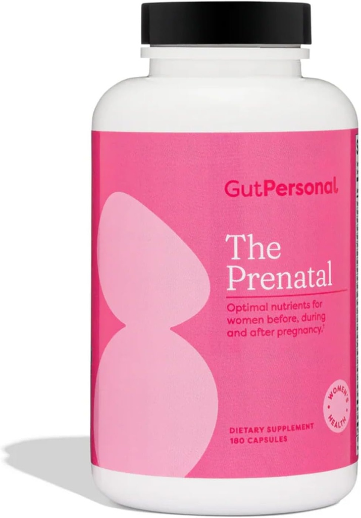 Gutpersonal The Prenatal תוסף, Alleviates Morning Diseaseness וכולל חומרים מזינים חיוניים פורמולה להיות תמיכה טרום לידתי השלם ופוסט-לידה - 180 קפסולות