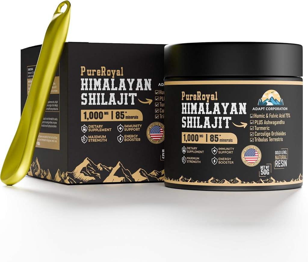 ההימלאיה Shilajit Resin - High Potency, 1100 MG ההימלאיה, 75%+ Fulvic Acid, אנרגיה, בריאות ו- Immunity Support, 85+ Trace מינרליםs, Lab Tested, 50g Jar, 46 משרתים