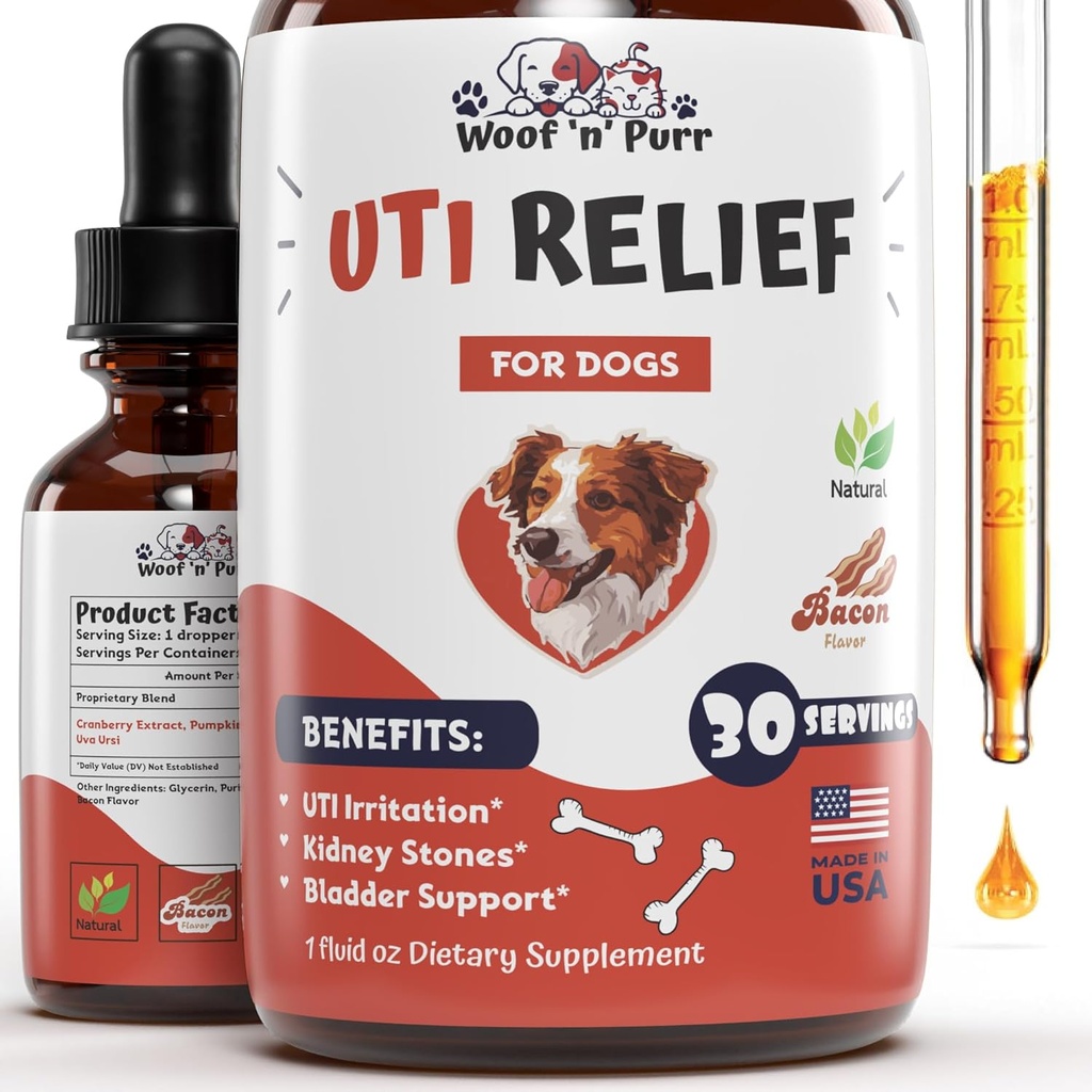 כלב טבעי UTI טיפול - כלב UTI - כלב Urinary Tract זיהומים טיפול - UTI הכלב תוסף - כלב UTI Cranberry - כלב קריין תוספת - 1 fl oz - בייקון פלמור