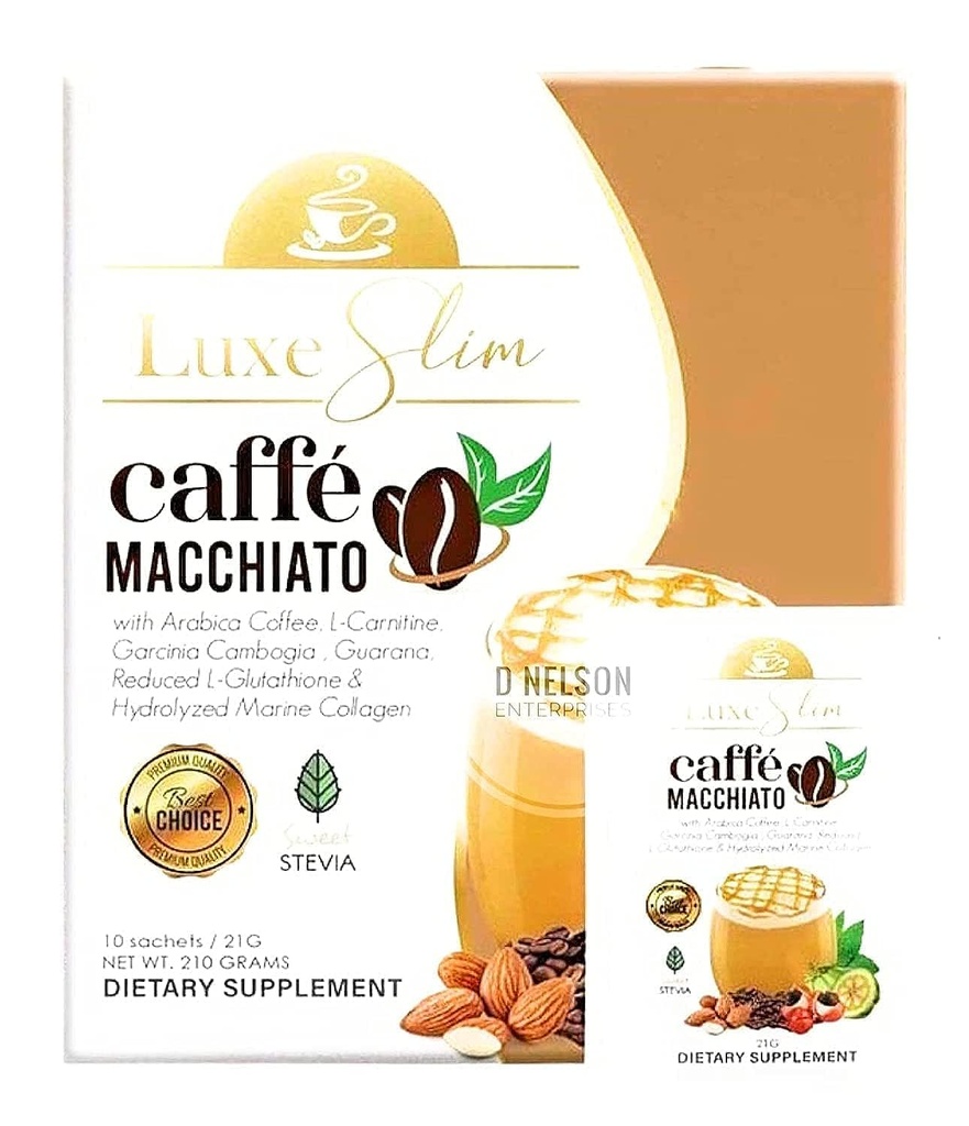 Luxe Slim קפה Macchiato עם hydrolyzed Collagen & Glutathione, 21g x 10 Sachets, 0.74 Ounce (Pack of 10)