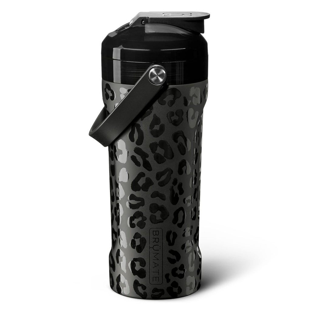 BrüMate MultiShaker בלנדר שאקר בקבוק | 100% Leakהוכחה Insulated Stainless Steel | Pre Workout and Protein Shaker Bottle for the Gym | 26oz (Onyx Leopard)