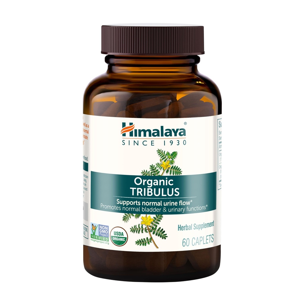 ההימלאיה האורגנית Tribulus Terrestris - Herbal Supplement for Bladder Control, Male Endurance, Prostate ו-Libido Support - טבעוני, Non-GMO, Gluten Free, 688 מ"ג, 60 קפסולות