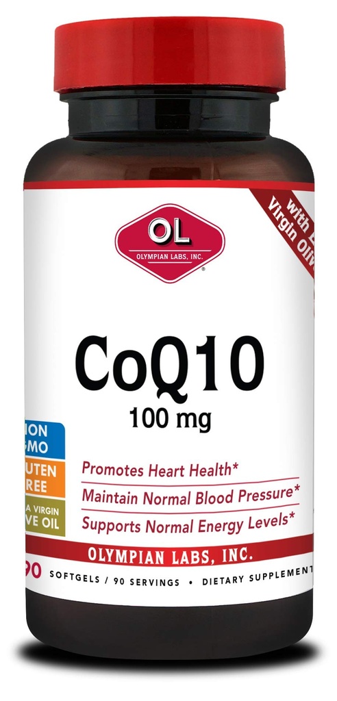 מעבדות אולימפיות Coenzyme Q10 100 מ"ג Softgels נוסחת עם שמן זית אקסטרה הבתולה, תמיכה לבריאות הלב, הגנת תאים מן רדיקלים חופשיים