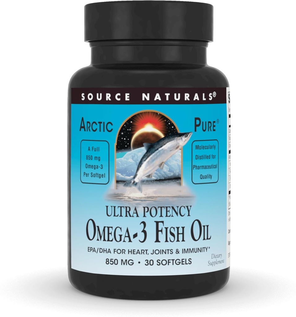 מקור Naturals ArcticPure Ultra Potency 850 מ"ג שמן אומגה 3 - 30 Softgels