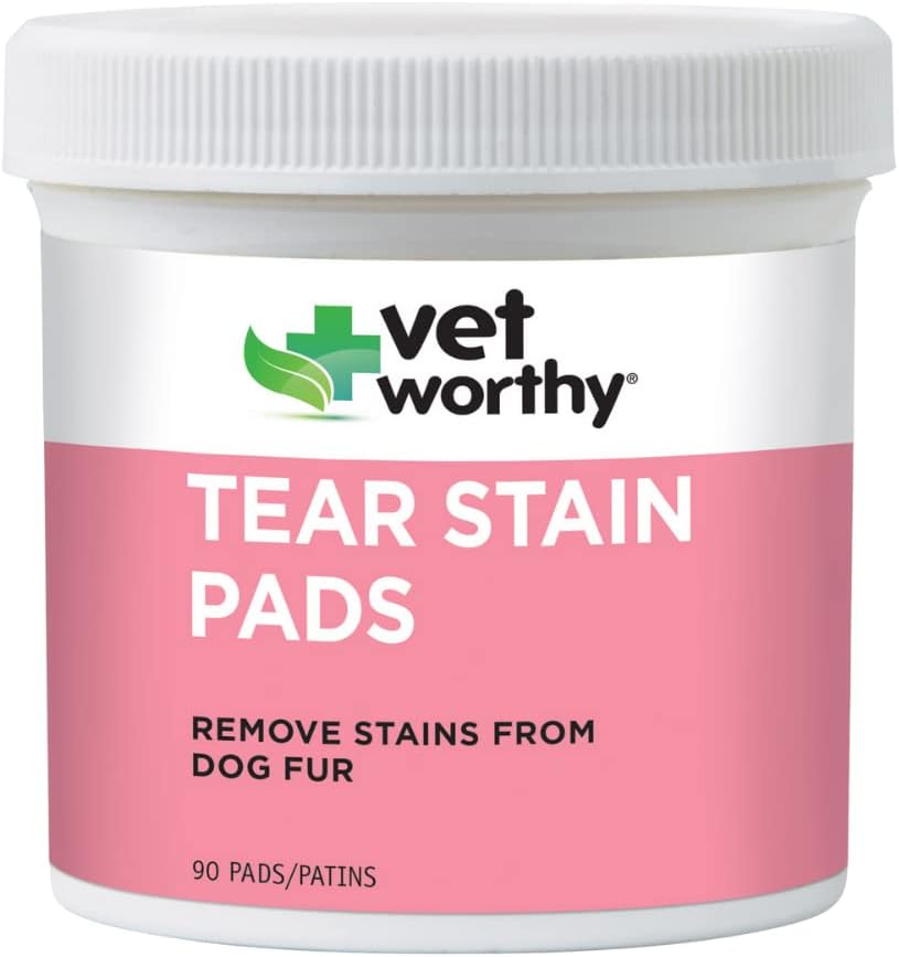 Vet Worthy Tear Stain Pads for Dogs - פתרון Soaked Pads - הסר סטטינים מכלבים Fur - Gentle and Safe - 90 Pads.