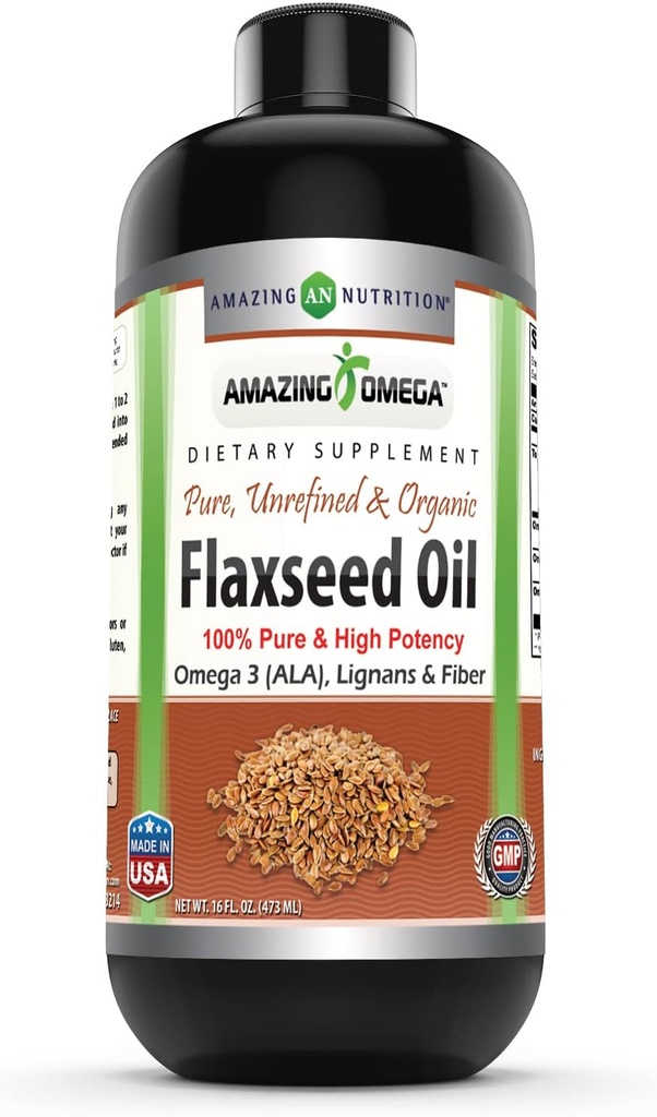 אומגה פלאקסיד שמן תוסף | אומגה 3, Lignans & סיבים | 16 Oz | Non-GMO | Gluten Free | Made in USA