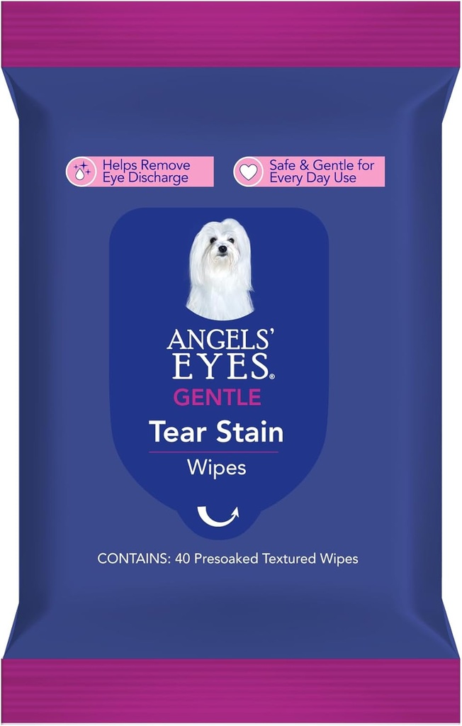 ANGELS Face, Eye & Paw ניקוי & Tear Stain Wipe, גדול 4 "x7" Hypoallergenic Dog & Cat Wipes, להפחית Tear Stains, Dirt, ו- Discharge, Smell Free, 40 Count Free, 40 Count
