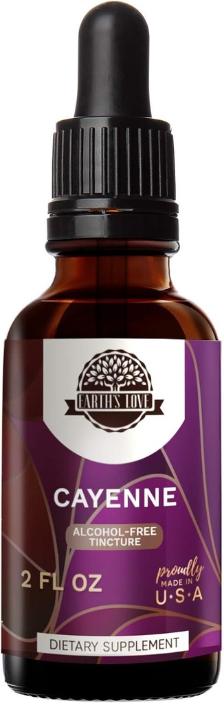 אהבת כדור הארץ - Kaienne Alcohol-Free Herbal Extract Tincture, Super-Concentrated Cayenne (Capsicum annuum) Dried Pepper (2 Fl Oz)