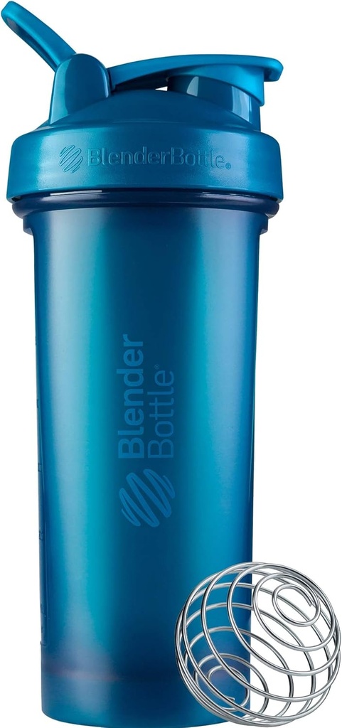 בלנדר בוטל קלאסי V2 Shaker בקבוק מושלם לשקיות חלבונים ו-Pre Workout, 28-Ounce, Ocean Blue