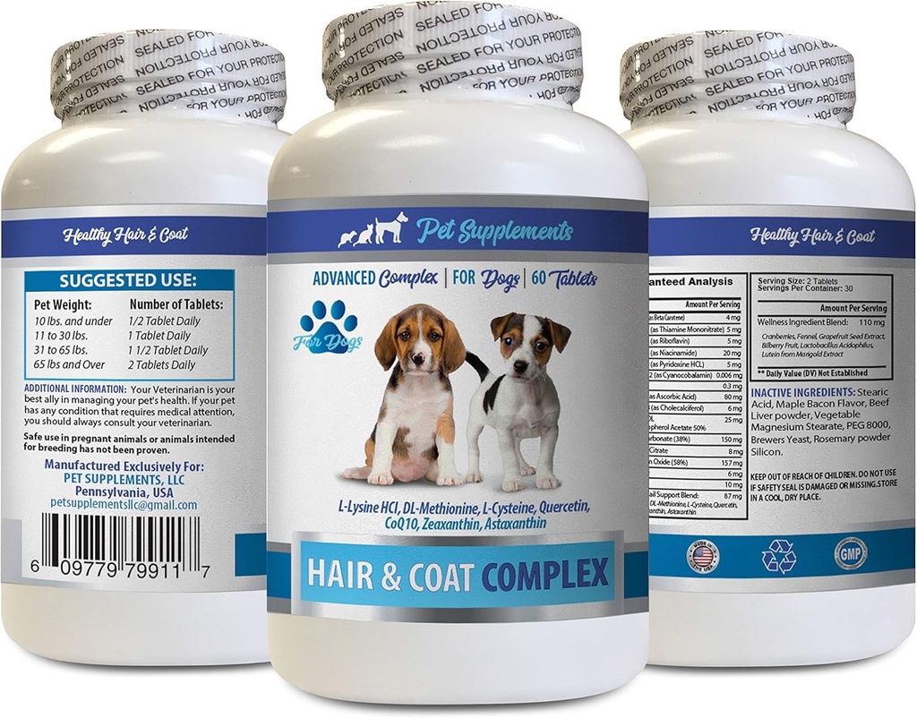 כלבים ותוספים - כלבים שיער ומורכב - Advanced Skin Relief - Good for Nails - כלב ויטמין e - 1 בקבוק (60 טבליות)