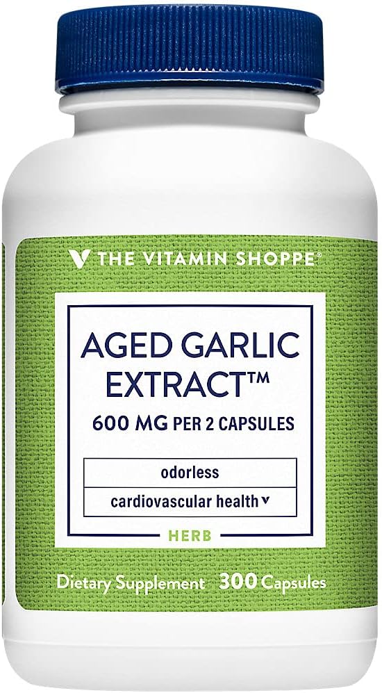 ויטמין Shoppe Odorless Age Garlic Extract - תמיכה Cardiovascular Health - 600 MG (300 קפסולות)