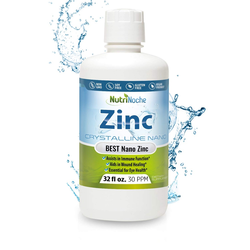 תוסף נוזלי Zinc על ידי Acnoche: נוזל אורגני טיפות - Ionic Zinc ו Picolinate אלטרנטיבי - 99.99% Ultra Crystalline ננו חלקיקים - למבוגרים וילדים - (32 oz)