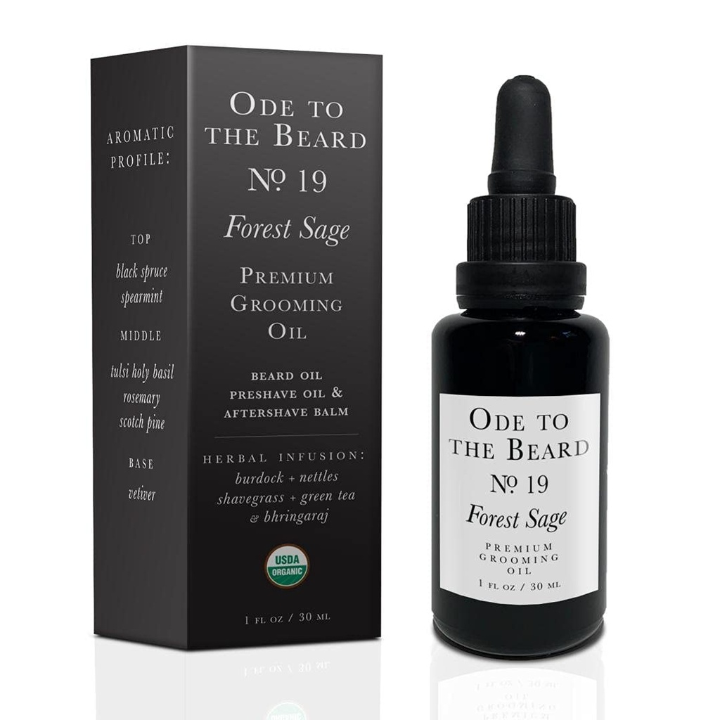 מיה טבעונית - USDA אורגני Spruce-Scented Beard שמן עבור גברים, 3in-1 Premium Grooming שמן עם Argan נפט ועוד - עבור גידול הדובדבן ותחזוקה, Ode to the Beard Forest Sage Beard Oil, 1 fl oz oz oz oz ozing שמן