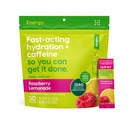 אבקת אלקטרוליט אנרגיה, Raspberryade Flavor, 30 Caffeine & L-theanine Energy Rehydration Stick Packs - אבקת סוכר נמוכה לשימוש יומיומי