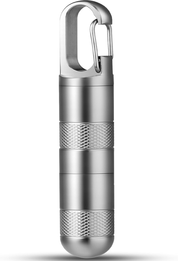TISUR טיטאן Smallium Pill Case, Keychain Pill Holder Travel Pill Boxer,Portable Pill Racinger Water Proof Bottle (Gray Titanium Medium - 2.16 אינץ')