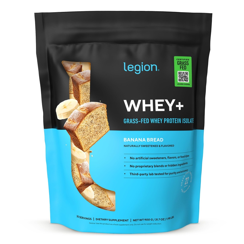 LEGION Whey+ חלבון whey Isolate של Grass Fed Cows - Whey חלבון Isolate אבקת קלוריות נמוך, non-GMO, סוכר חינם, Lactose ו Gluten חינם, כל אבקת חלבון טבעי עבור גברים ונשים (30 משרתים)