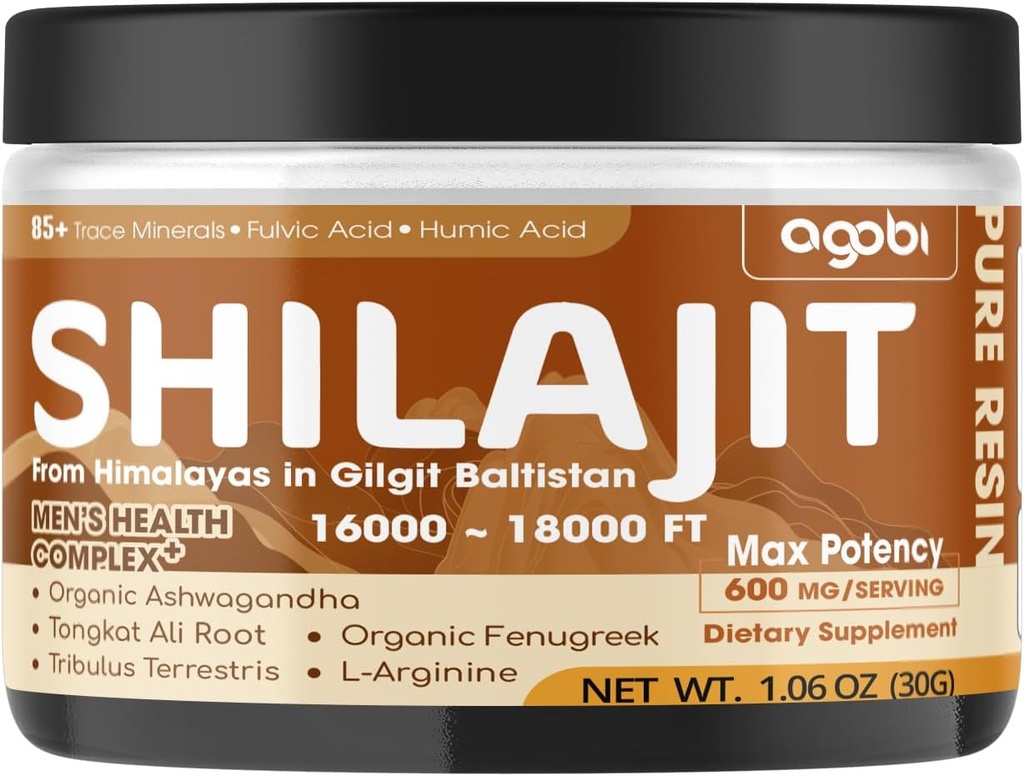 Shilajit Pure ההימלאיה האורגנית Resin - 30g Shilajit תוספת עם 85 + Trace מינרלים, Fulvic Acid, Ashwagandha Root, Tongkat Ali & More Herbal - תמיכה Immune, אנרגיה הפקה ובריאות המוח