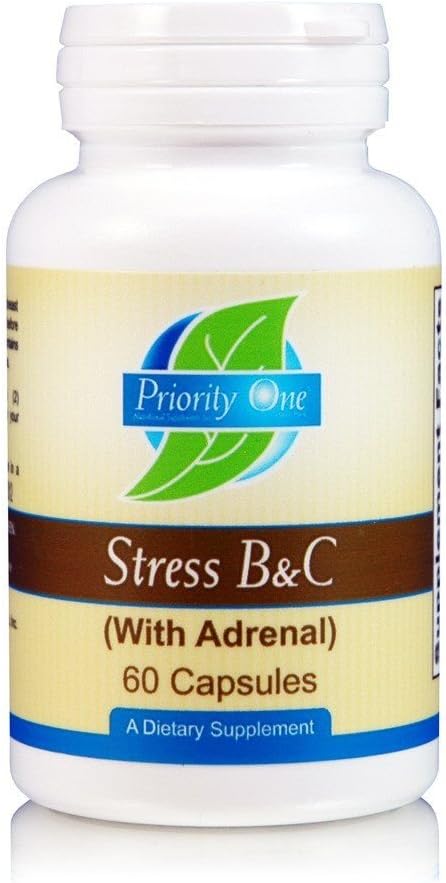 ויטמין ראשון מתח B & C 60 קפסולות - B Complex with Whole Gland Adrenal כדי לתמוך בעצבים בריאים, עור, עיניים, גסטרון ותפקודי המוח. *