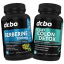 ברברין תוסף ו-Collenk Detox - Berberine HCL תוספי קפסולות ו-15 יום Intestinal ניקוי גלולות & Probiotic - Premium HCL Bowel Movements for Stomach Bloating