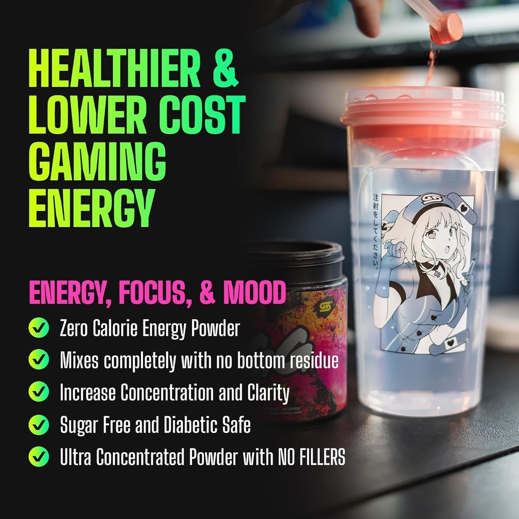 Gamer Supps, GG Energy Red Raspberry (100 משרתים) - Keto Friendly Gaming Energy ו-Nootropic בלנדר, סוכר חינם + אורגני קפאין + ויטמינים, אבקת שתו