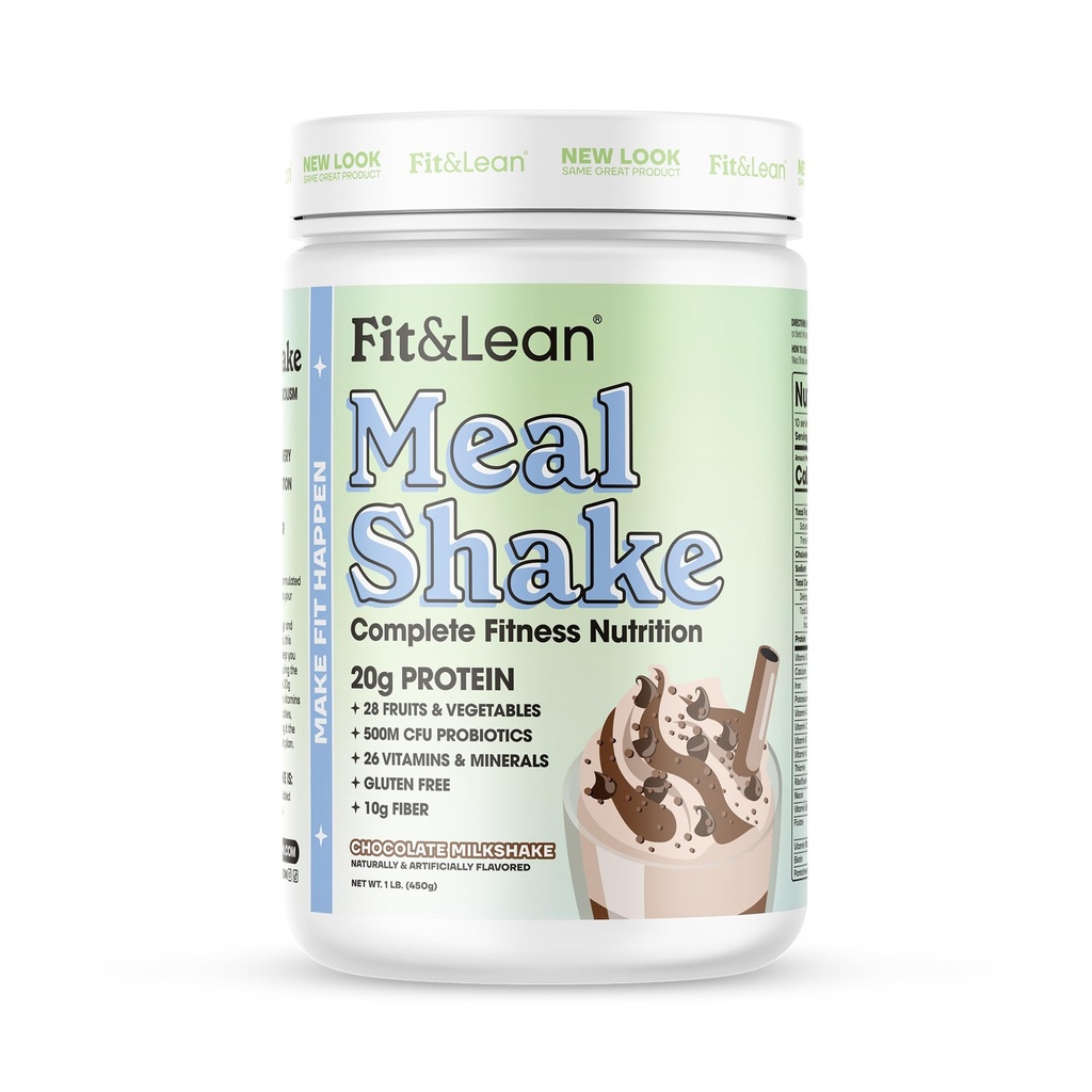 Fit & Lean Meal Shake, שומן Burning Meal החלפת, חלבונים, סיבים, פרוביוטיקה, שוקולד, 1lb, 10 לשרתים Per Container