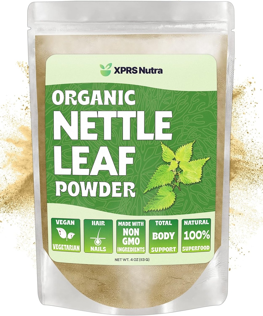 XPRS Nutra אורגני Nettle Leaf אבקת - PremiumA אורגני Sting Nettle אבקה לשיער וציפורים - אנרגיה ידידותית טבעונית Boosting Sting Nettle Leaf (4 oz)