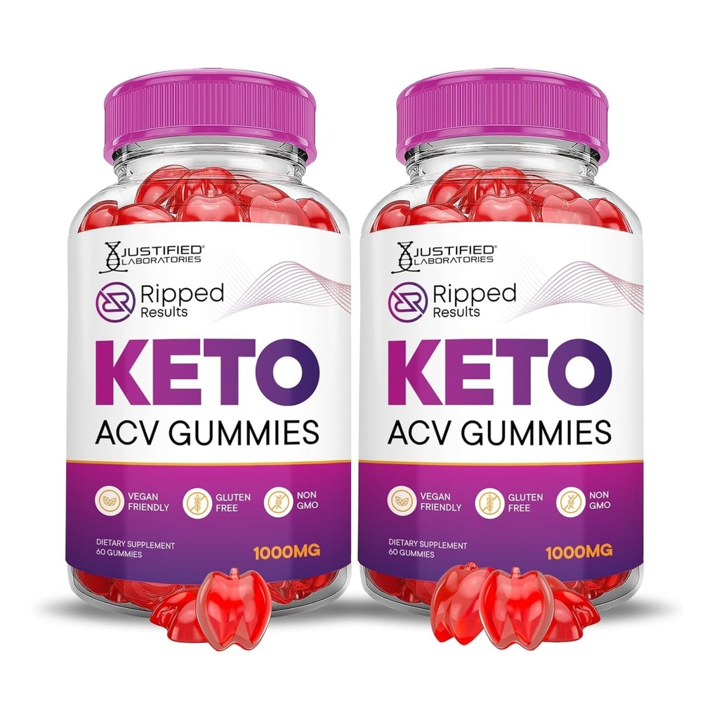 Justified Laboratories (2 Pack Ripped Results Keto ACV Gummies Advanced Formula 1000MG Ripped תוצאות פורמולה עם אבקת מיץ Pomegranate B12 Non GMO 120 חניכיים