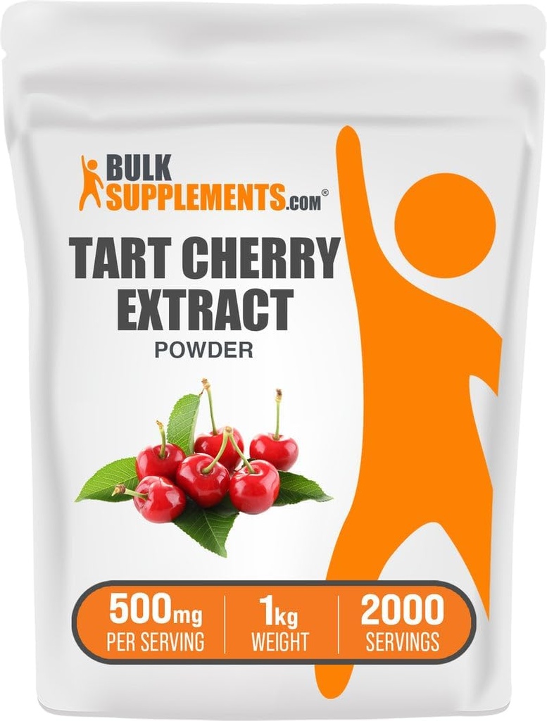 BulkSupplements.com Tart Cherry Extraction - Tart Cherry Supplement, Herbal Supplement - Antioxidant Source, Gluten Free, 500 מ"ג עבור שירות, 1kg (Pack of 1)