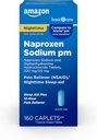 טיפול בסיסי כל הלילה כאב ראש, Naproxen Sodium, 220 מ"ג / דיפנולאמין hydrochloride, 25 מ"ג טבליות, כאב Reliever / Nighttime Sleep-Aid, 160 Count Count