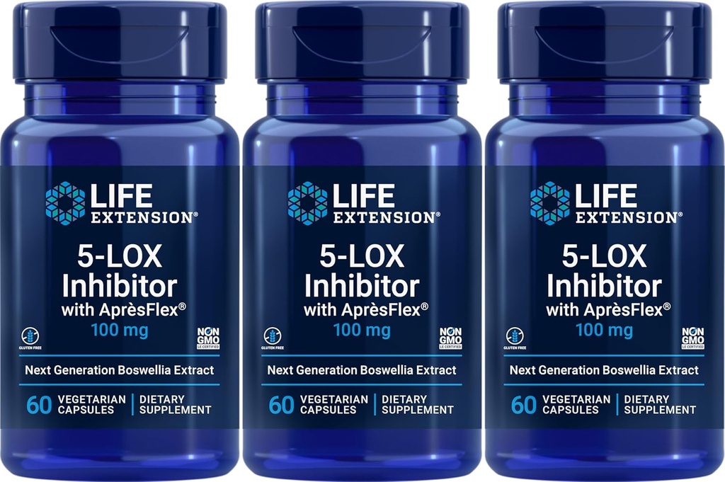 Life Extension 5LOX Inhibitor with AprèsFlex 100 מ"ג, 60 קפסולות צמחוניות (Pack of 3)