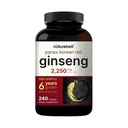 NatureBell הקוריאנית Red גינזנג 2,250 מ"ג פריר, 240 Softgels | Panax גינזנג Root, סטנדרטי ל -10% גינזנוסיידים, non-GMO, תמיכה באנרגיה, ביצועים גבריים ומערכת החיסון