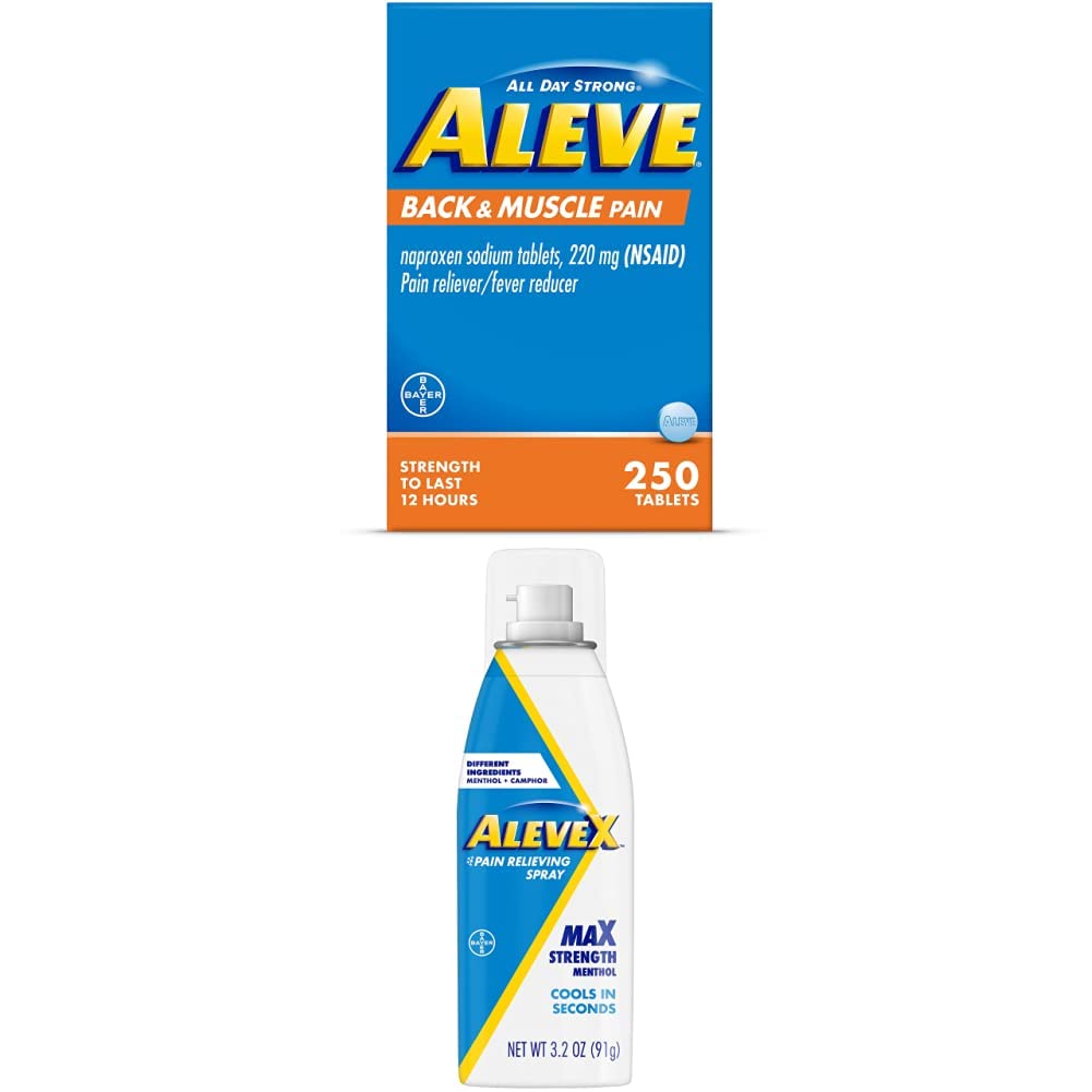 Aleve Back & שריר עם Naproxen, 250 Count & AleveX כאב הקלה Spray, 3.2 אוונס, כאב הקלה