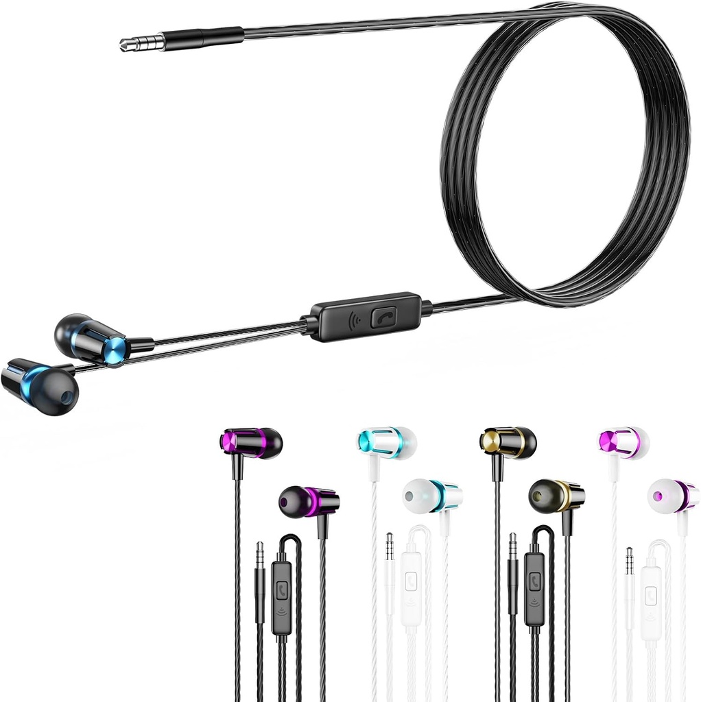 אוזניות עם Microphone, 5 Pack Wired Headphones עם Powerful Heavy Bass, High Definition, Earphones 3.5mm Jack