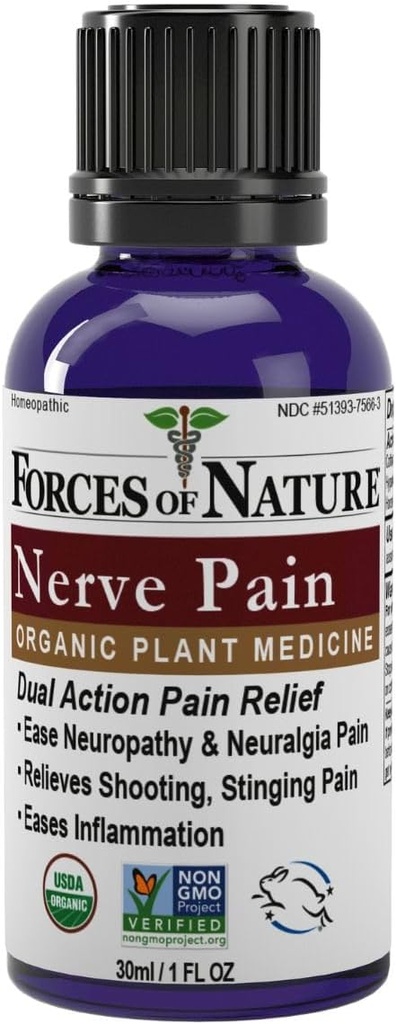 כוחות של Nature Nerve Pain Management, סיוע אורגני של Neuropathy & Nerve Discomfort, תרופות ההומופתיות תומך הקלה מפני ירי כאבי גב, ידיים, Legs & Feet, 1 fl oz