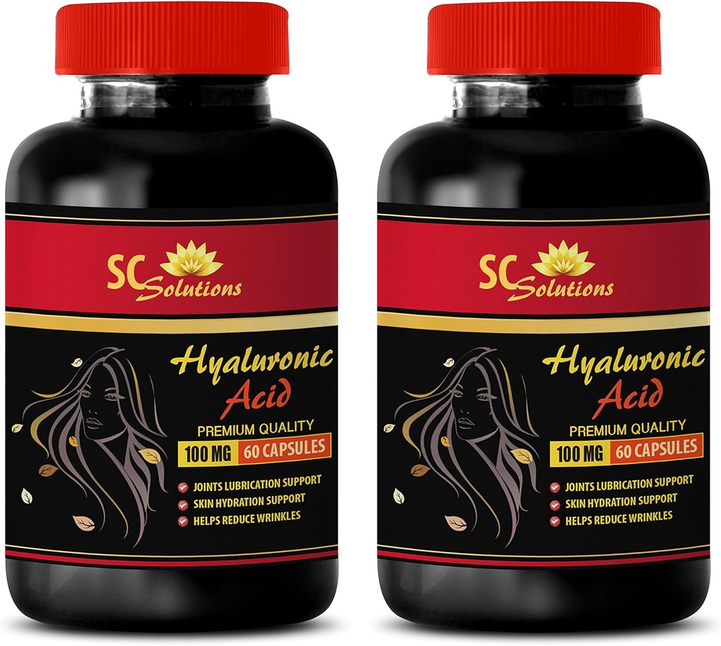 Anti Aging כמוסות פנים - HYALURONIC Acid Pills 100 מ"ג - תוספי Acid Hyaluronic לעיניים - 2 בקבוקי 120 קפסולות