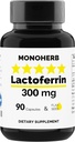 MONOHERB Lactoferrin 300 מ"ג לקפסולה - 90 קפסולות צמחוניות - מיוצר בארה"ב