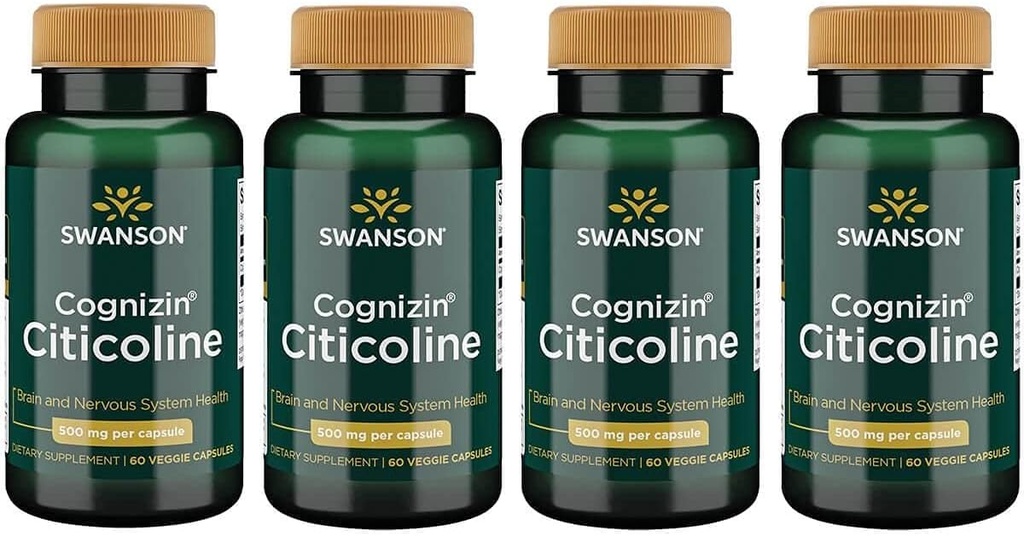 Swanson Cognizin Citicoline 1,000 מיליגרם 60 קפסולות Veg (4 Pack)