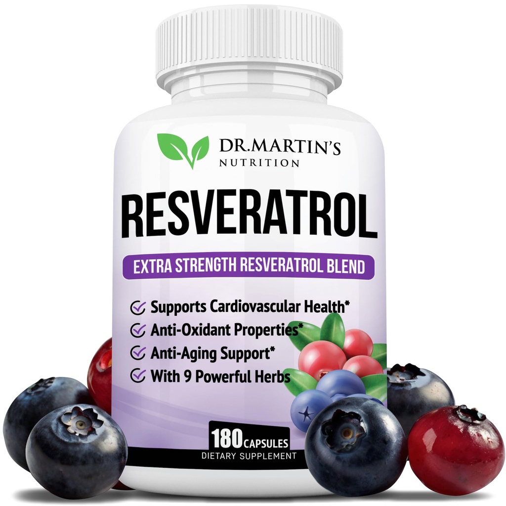 תוספת כוח Resveratrol 1568mg - 180 קפסולות - 3 חודשים אספקה | תוסף Antioxidant | Natural Trans-Resveratrol Pills