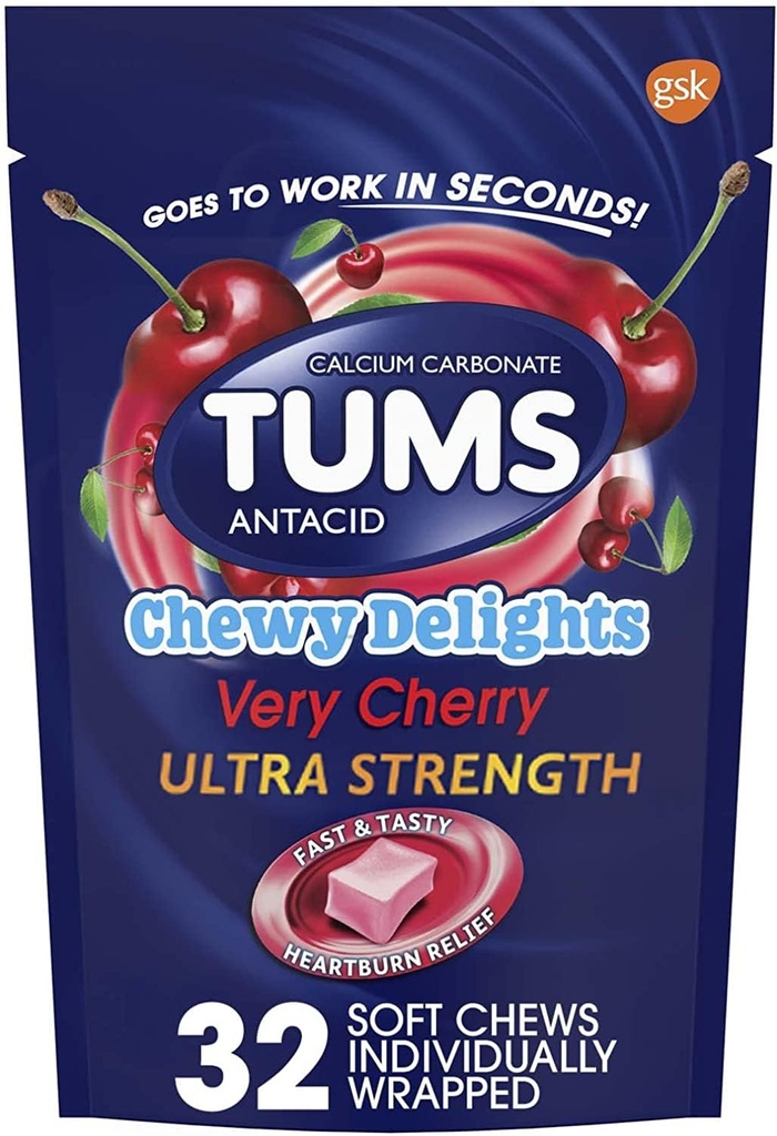 Tums Chewy Delights, Cherry 32 ea Pack של 4 על ידי TUMS