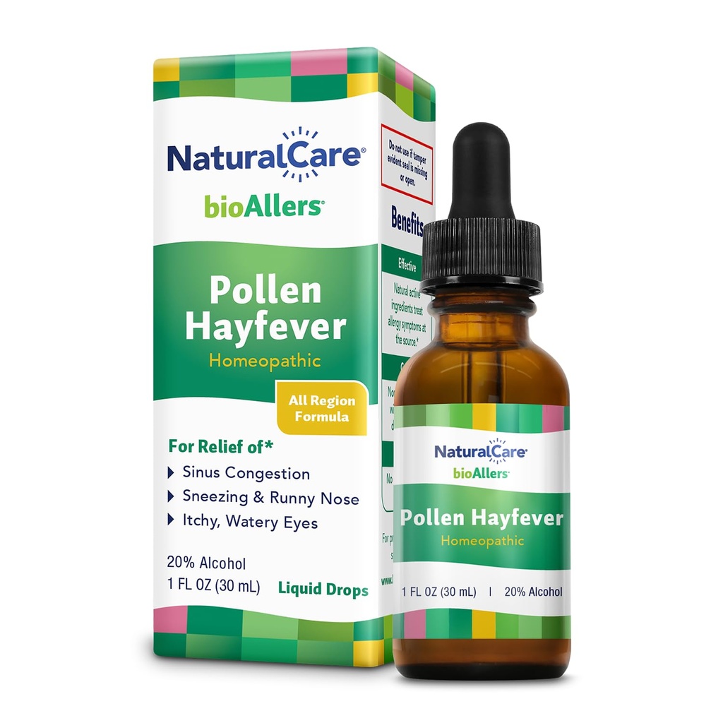 NaturalCare Pollen Hayfever Homeopathic נוזל טיפות על ידי ביוכלרס, 1 Fl Oz | May לספק תמיכה באמצעות Sneezing, הקהילה, גירוד, ראשי