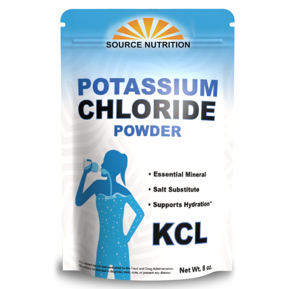 מקור תזונה Potassium Chloride אבקה - תמיכה לחות ורמות פלויד, טבלאות מלח substitute, מקור מצוין של Potassium - KCL תוסף (8 oz).
