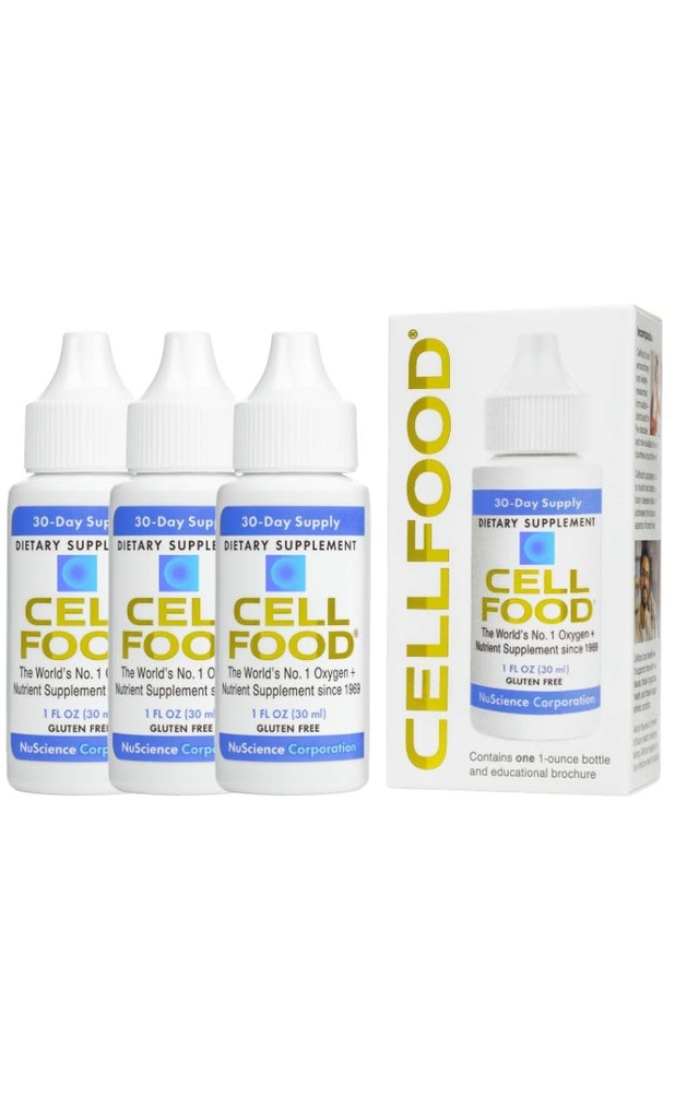 Cellfood Oxygen Boost - 1 fl oz, 3 Pack - תוסף חמצן נוזלי עבור Lymphatic Drainage, Altitude Sickness, Jet Lag, Fatigue, Headaches, Hangovers & Energy - Gluten Free, Cert.