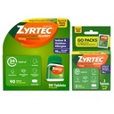 Zyrtec 24 Hour Allergy Relief Tablet, Indoor & חיצונית Allergy Medicine עם 10 מ"ג Cetirizine hydrochloride Antihistamine, ערך Bundle של אחד, 90 ctבק & Three, 1 ct Travel Packs