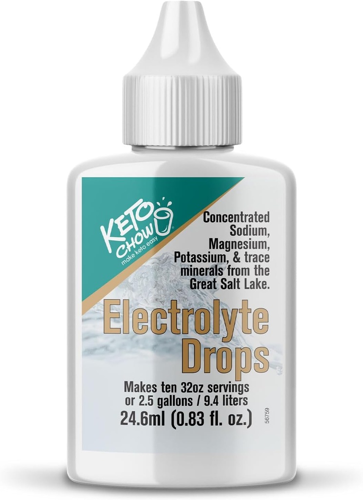 Keto Chow Electrolyte hydrotion טיפות - Keto Diets & I לסירוגין Fasting - Immune Support - Gluten & Sugar חינם - Sodium, Magnesium, Potum & Trace מינרלים - Unflavored - 0.83 floz oz