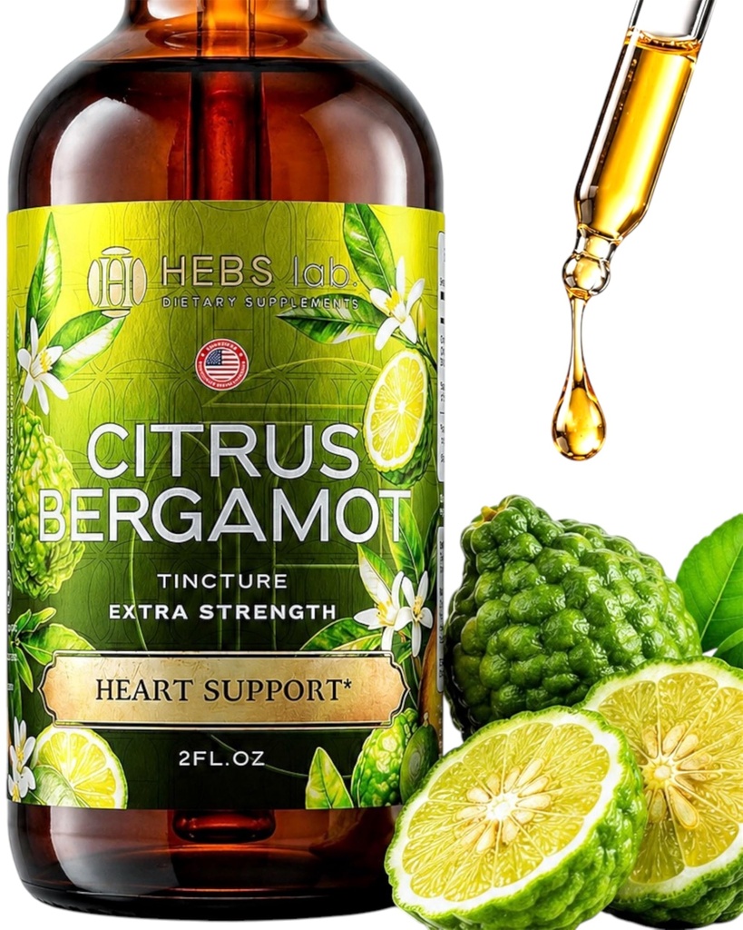Citrus Bergamot Drops 2 floz - Made in USA - Natural Antioxidant Support, Heart & Metabolic Wellness תוסף - ברגמוט