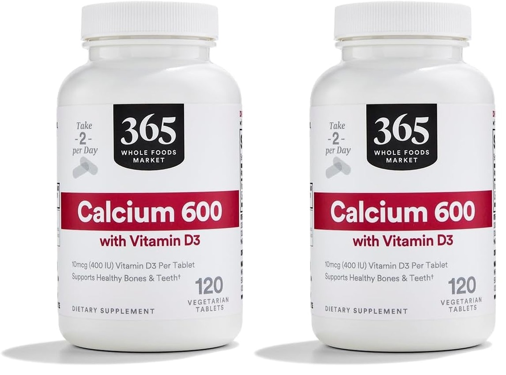 365 על ידי Whole Foods Market Calcium עם ויטמין D3 טבליות, 120 הרוזן (Pack of 2)